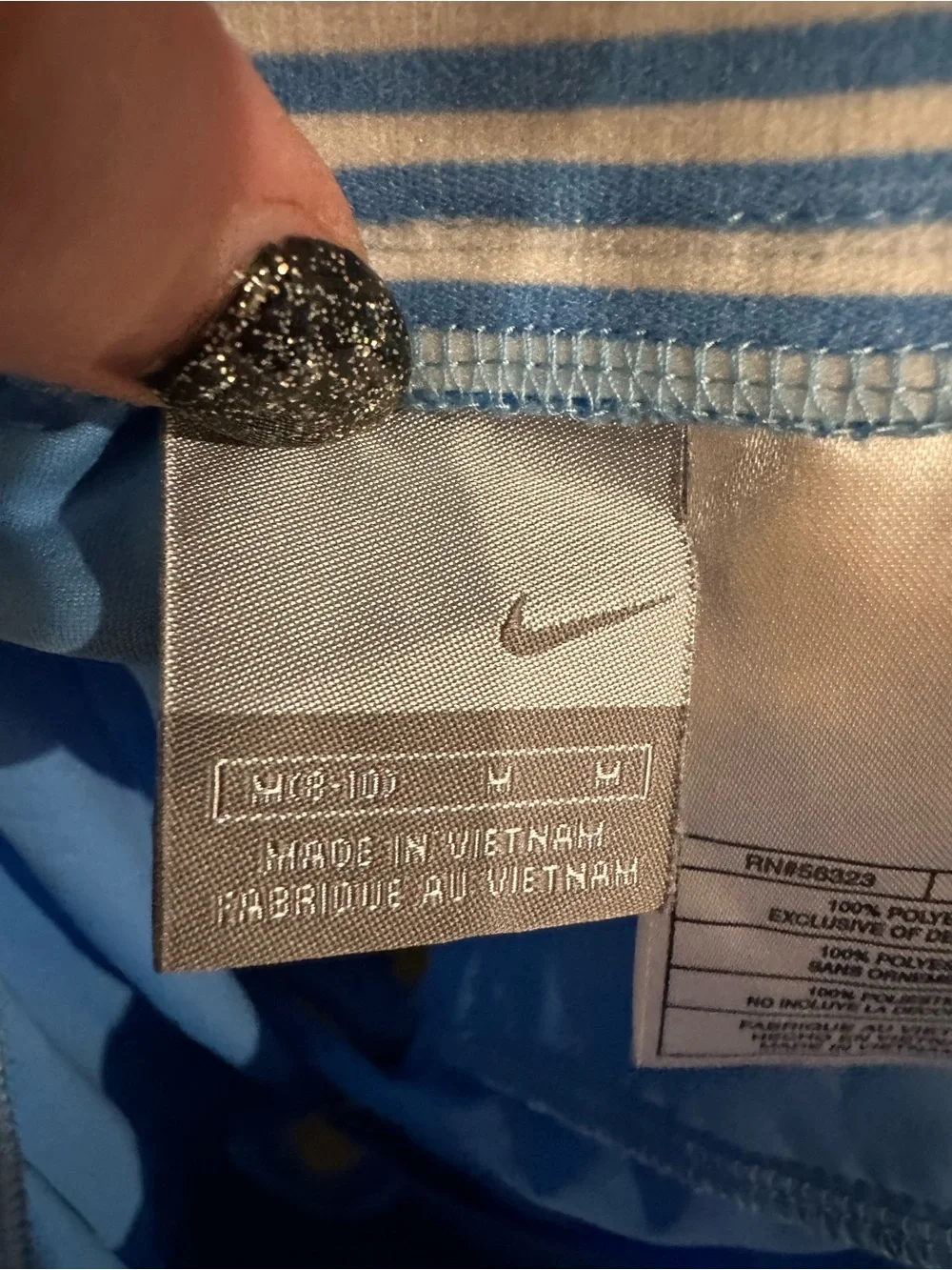 Nike Light Blue Women's Athletic Shorts with Striped Waistband